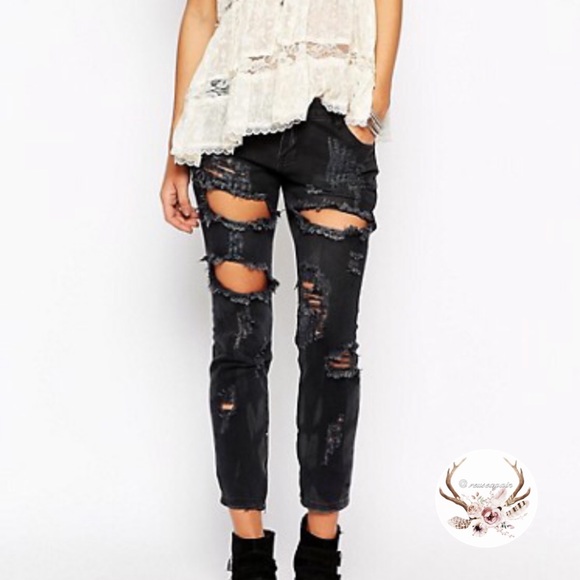 One Teaspoon Trashed Free Birds Distressed Jeans - Picture 2 of 5